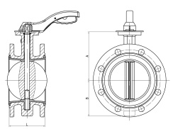 Затвор поворотный дисковый фланцевый ПА 332.80.16-01Ф  с рукояткой и БКВ DN 80 мм PN 16 кгс/см2